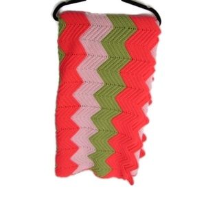 Handmade Chevron Design Afghan Throw Blanket Pink